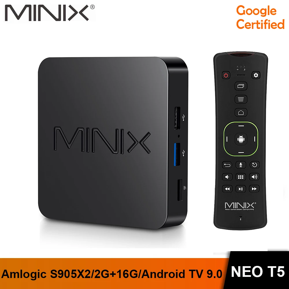 MINIX NEO T5 tv BOX Amlogic S905X2 2G 16G Chromecast 4K Ultra HD Google Сертифицированный Android tv 9,0 Pie Smart tv BOX