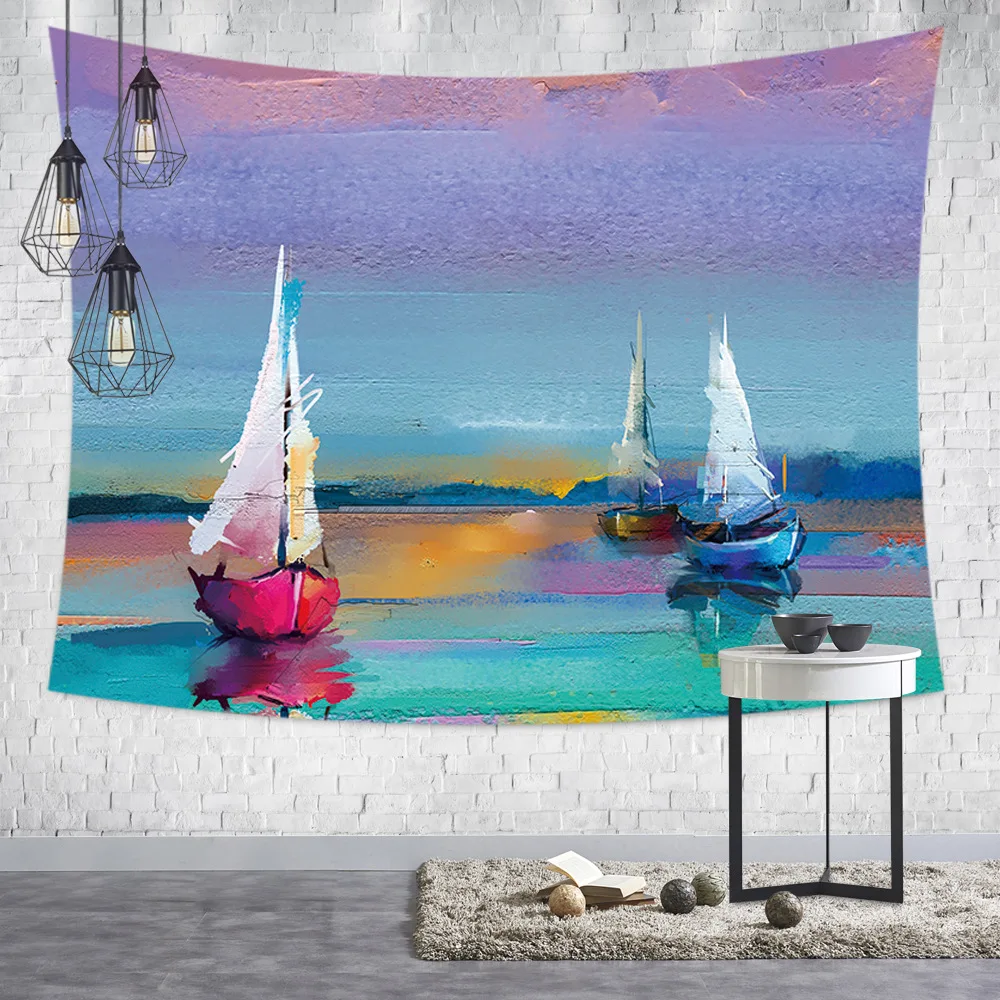 

Sailing Painted Tapestry Bedroom Room Decoration Wall Hanging Decoration Cloth Dormitory Background Wall Tapestry