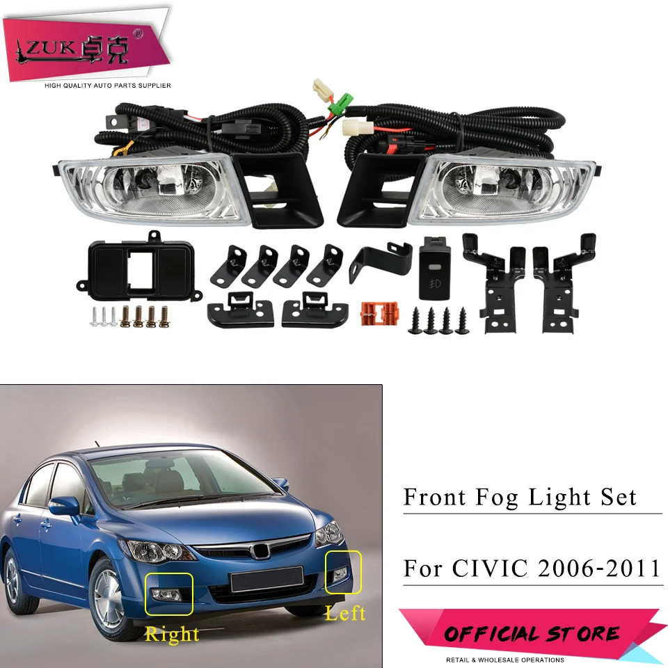 

ZUK для Civic FD1 FD2 2006-2011 переднего бампера Туман светильник светодиодный светильник тумана набор модификаций для Honda Ciimo дополнительные противо...