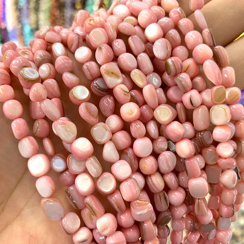pink Браслет из прородного белого камня, цветной краситель 5-8 мм, гравийная форма, бисер для самостоятельного изготовления ювелирных изделий, браслет, ожерелье из нескольких нитей 15,5'' - Цвет: pink