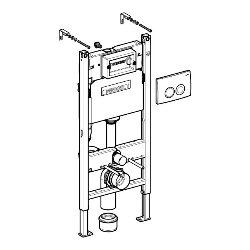 Инсталляция для унитаза Geberit Duofix Delta с клавишей Delta21 глянцевый хром (458.124.21.1) |