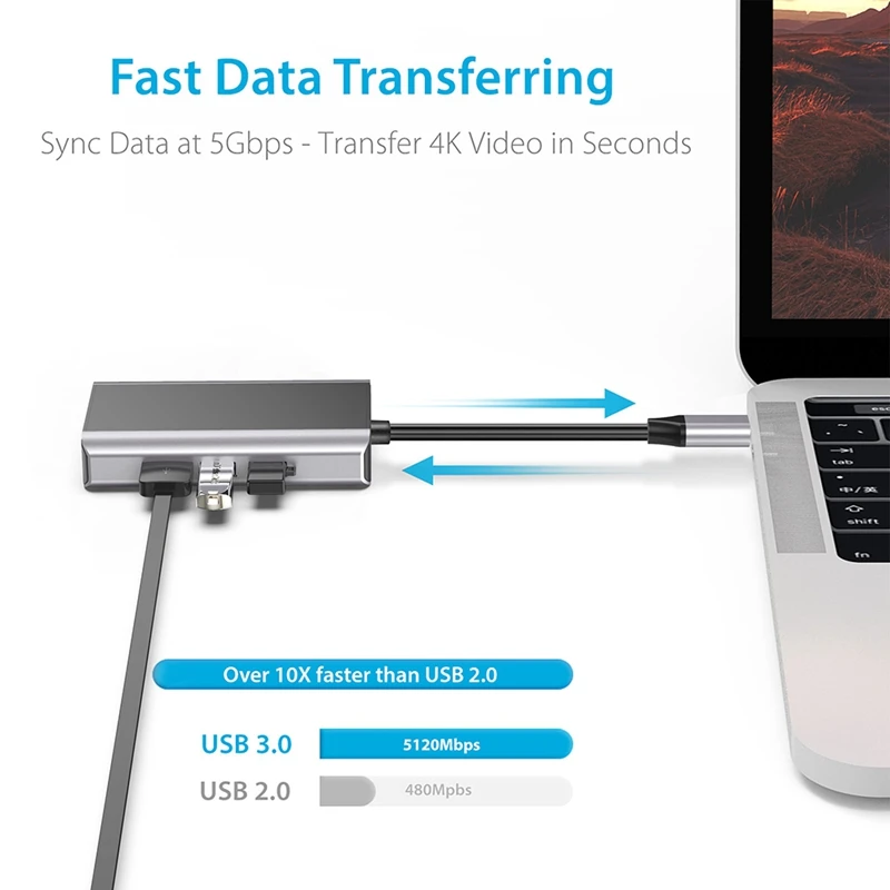 

9 in 1 USB Type C Hub to HDMI 4K VGA Adapter PD 3.0 Ethernet SD TF USB-C 3.0 3.5mm Audio for Pro OTG