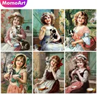 MomoArt Алмазная вышивка девушка 5D DIY Алмазная мозаика собака алмазная картина портрет картины стразами полная выкладка подарок ручной работы Украшение дома