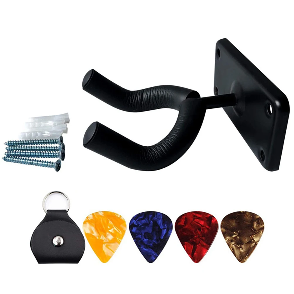 

6pcs Guitar Hanger Holder Lightweight Portable Music Hook Wall Mount + Picks Elements for Electric Acoustic Guitars