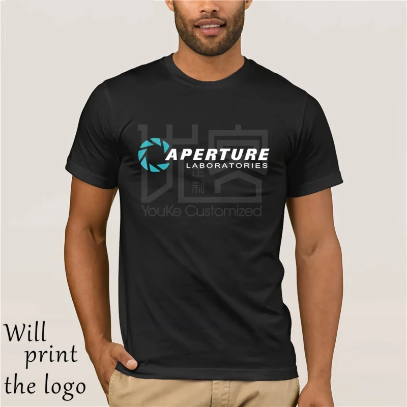 Футболка с логотипом Portal 2 aperture laboratories da uomo video gioco fan рубашка 100% хлопок футболка