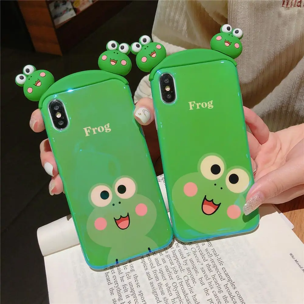 For iPhone 11 Pro MAX Cartoon Sesame Street frog Rabbit Pink Panther Blue Light IMD Case Xs XR Max X 6 6s7 8 Plus |