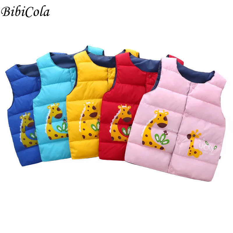 

New Autumn Winter Kids Warm Vest Boy Girl Giraffe print Sleeveless Coat Baby Toddler Fashion Sport Children's Clothing Clothes