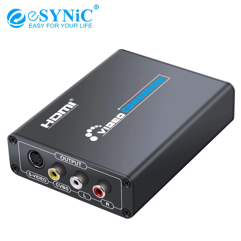 ESYNiC HDMI в композитный 3RCA AV S Video R/L аудио Vdieo конвертер адаптер Upscaler для PS3 Xbox DVD ТВ