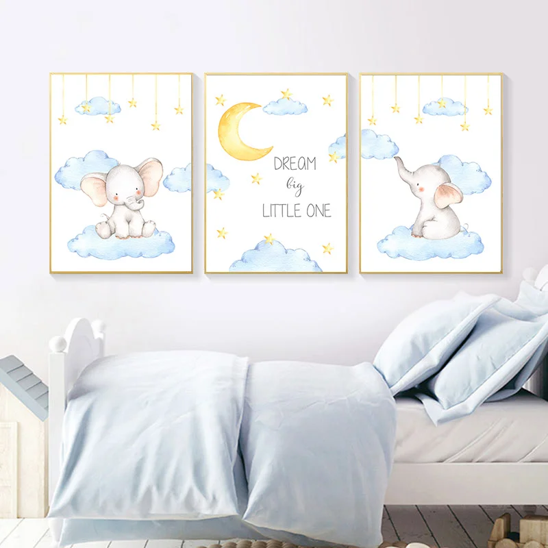 Настенная Картина на холсте Постер для детской комнаты со слоном детское