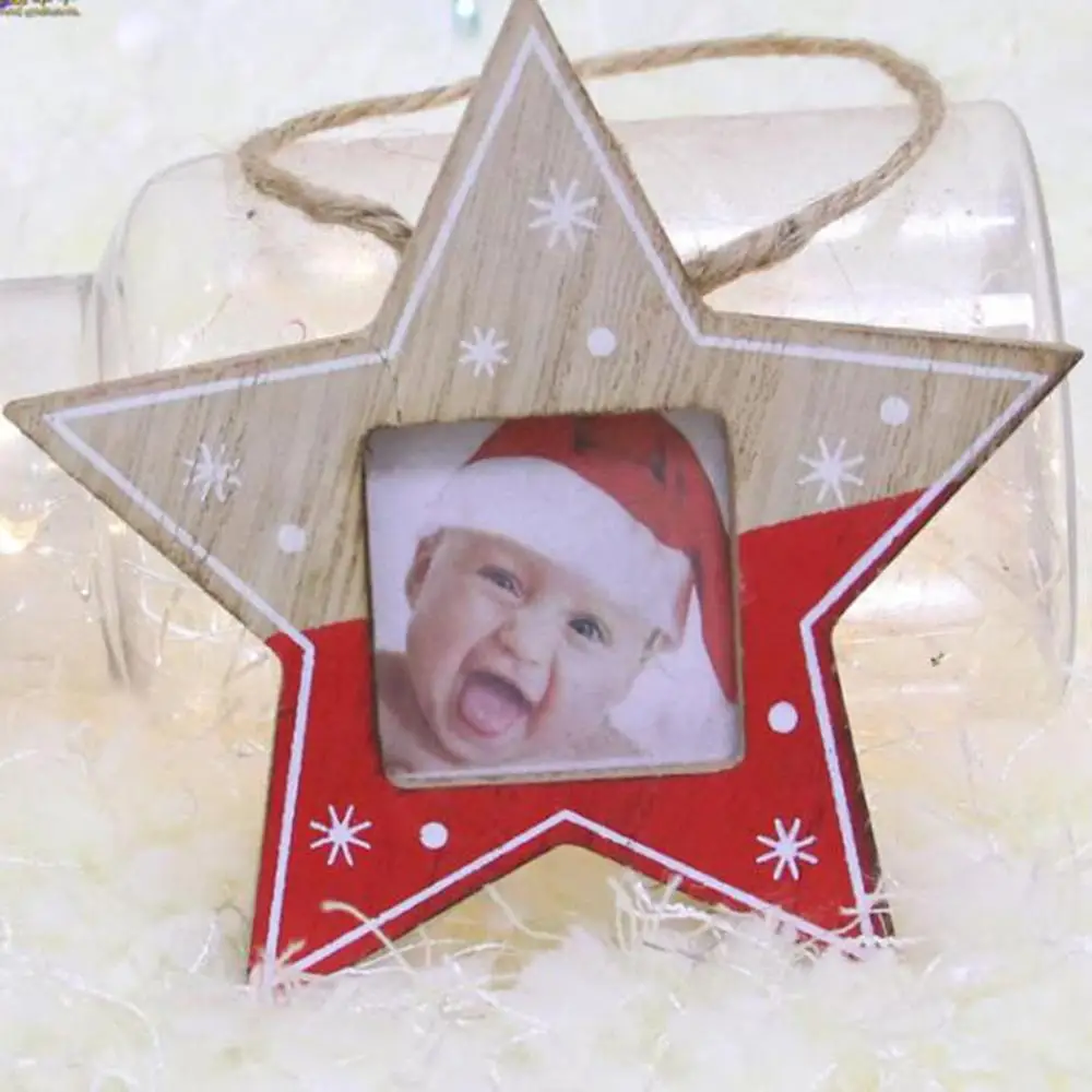 star red Высокое качество DIY Рождественский кулон-фоторамка звезда деревянная в форме сердца фоторамка современный простой стиль вечерние Декор для дома - Цвет: star red