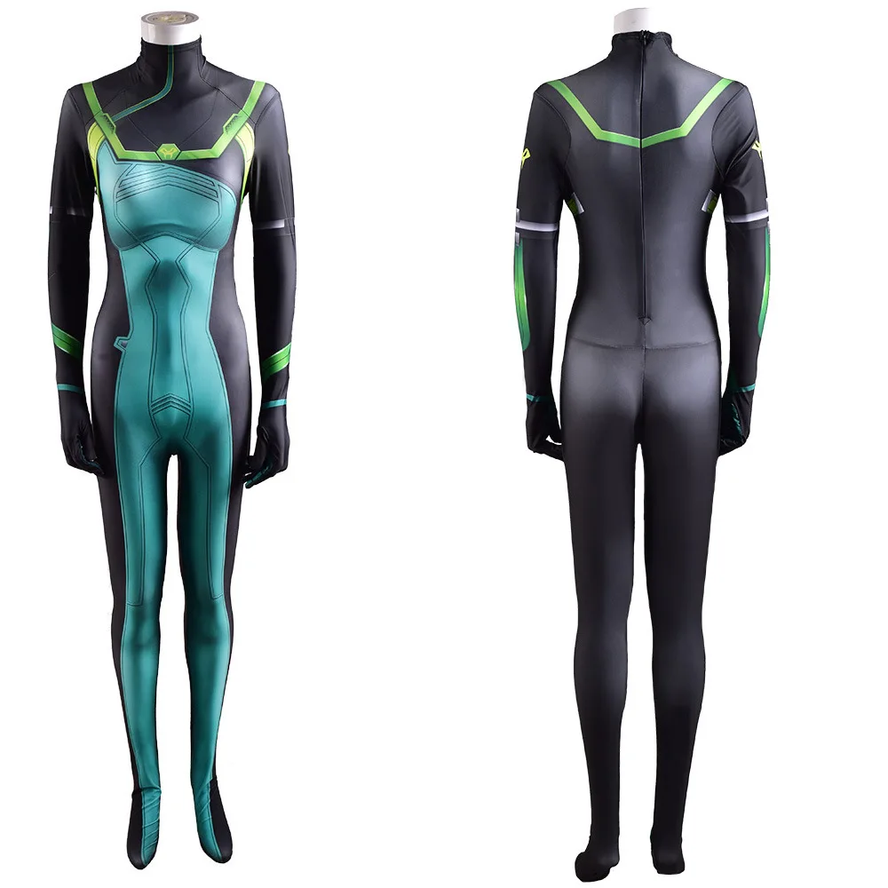 Valorant змея Сабин женщины ассасин Viper Zentai боди комбинезон Косплей Костюм Хэллоуин