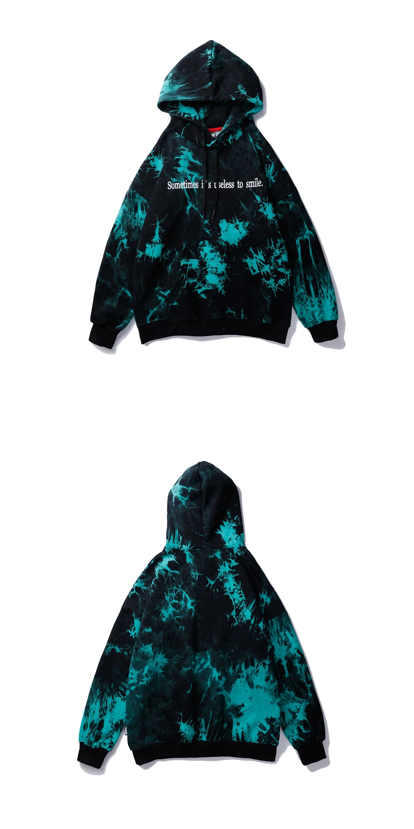 Длинная мужская толстовка с вышивкой Tie Dye, уличная одежда, зимняя одежда с карманами, пуловер в стиле хип-хоп, толстовки, модные повседневные топы в стиле Харадзюку