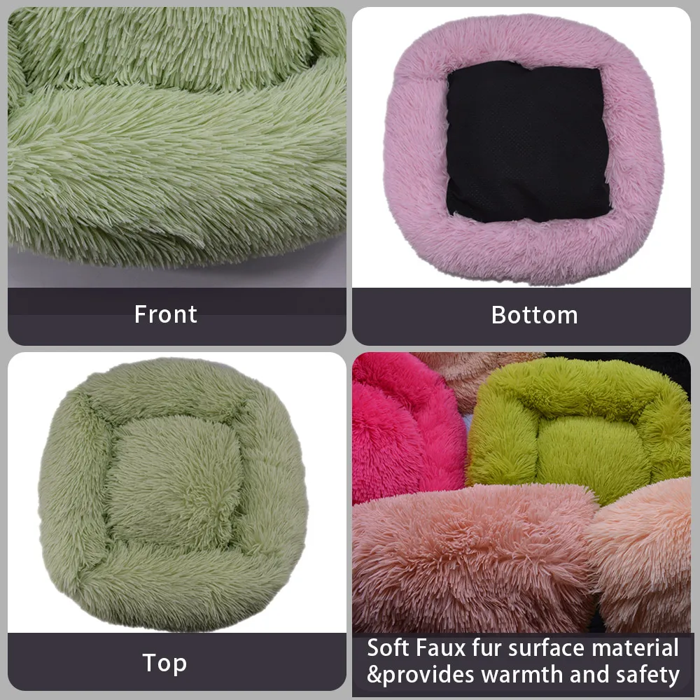 Кровать для домашних питомцев очень мягкая квадратная пушистая домашняя кошек