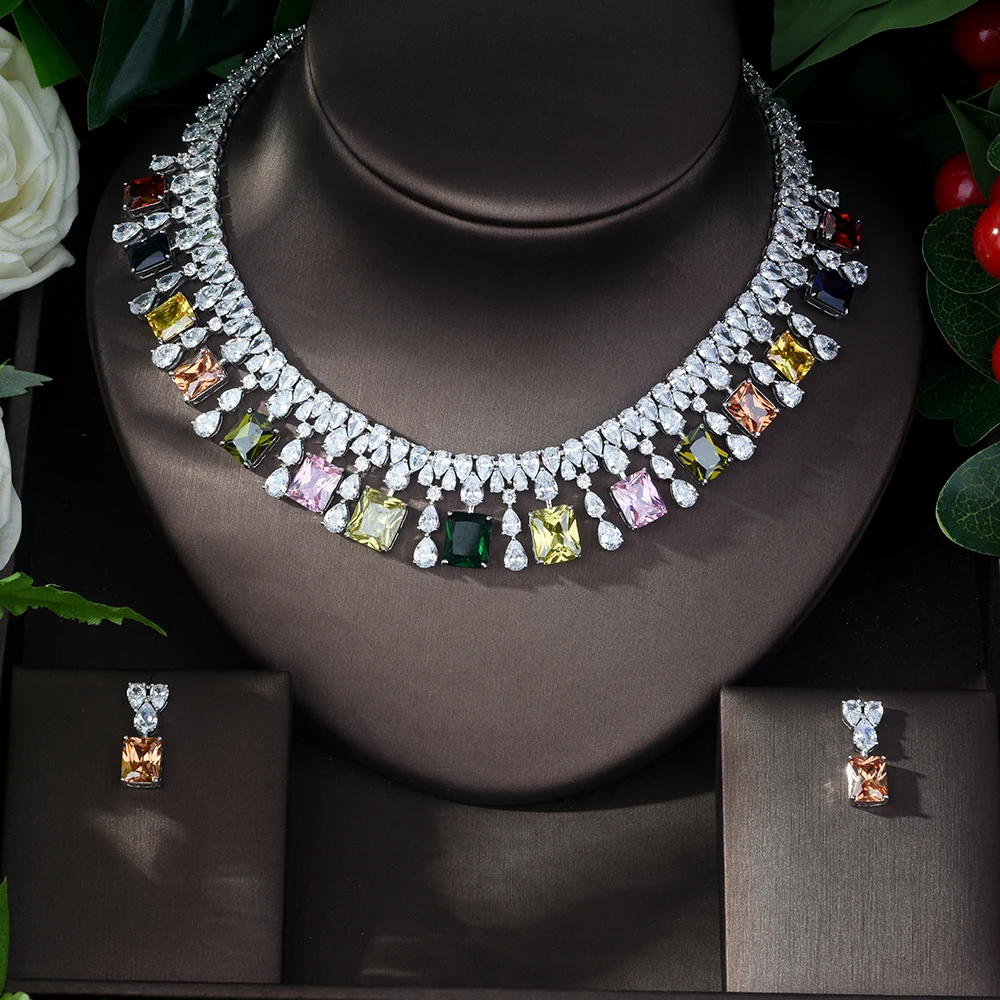 HIBRIDE роскошные овальные желтые фианиты AAA женские свадебные ювелирные наборы для