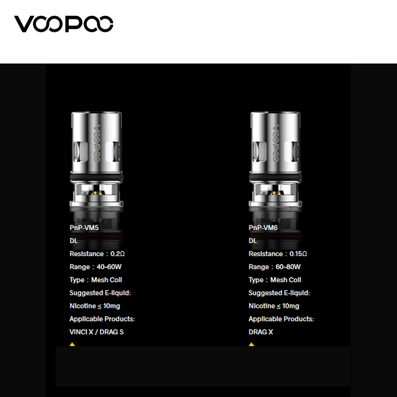 5 шт./упак. VOOPOO PnP Coil Pnp-TM1 Pnp-VM5 PnP-VM6 Pnp-R1 PnP-VM1 PnP-M1 PnP-VM4 Mesh for VINCI Drag S X Kit | Электроника