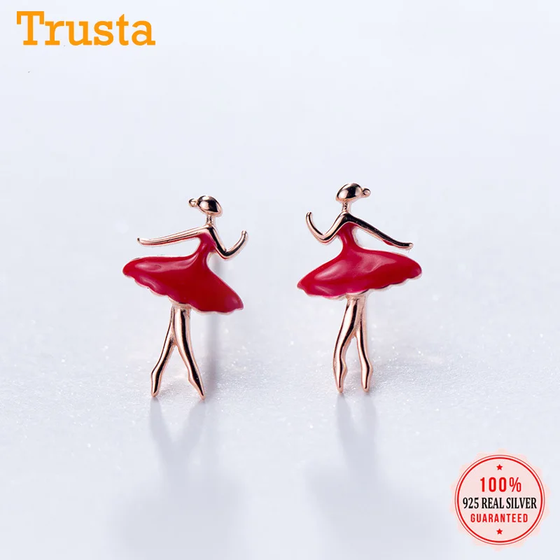 Женские серьги пусеты для балета Trusta серебро 925 пробы подарок школьниц и дочек