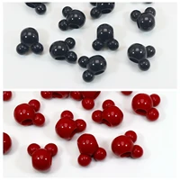 400pcs black red color acrylic mouse face charm beads 14mm large hole