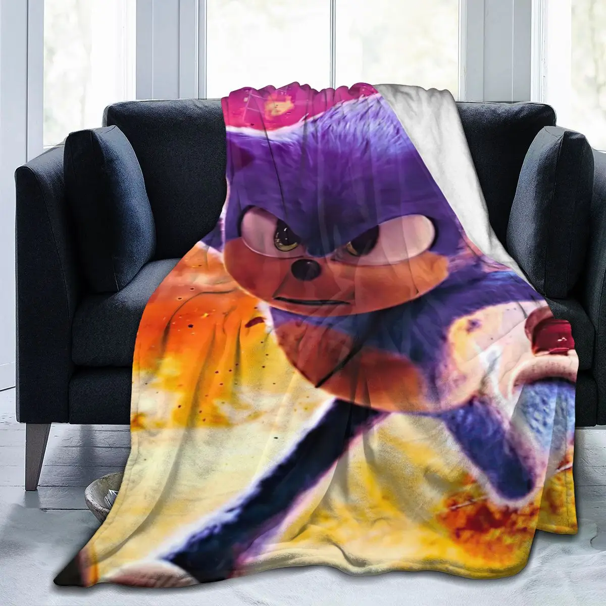 

Sonic Ultra Soft Blanket Sublimation Cartoon Covered Blanket Bedding Flannel for Children and Adult Bedrooms Decor 01