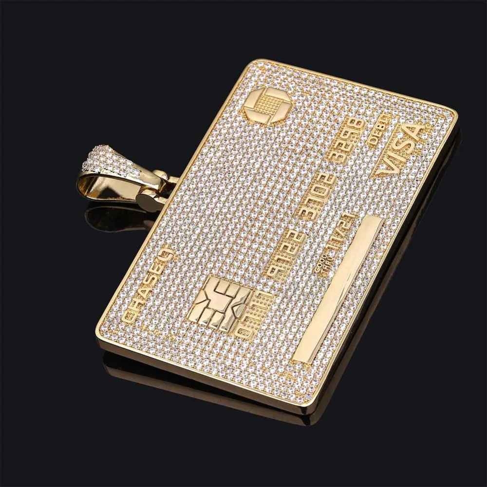 Заказное имя Iced Out Кредитная Карточка VISA подвеска ожерелье AAA фианит хип хоп