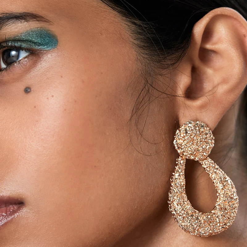 Трендовые 2020 ZA блестящие стразы серьги в форме слезы женские яркие из органзы с