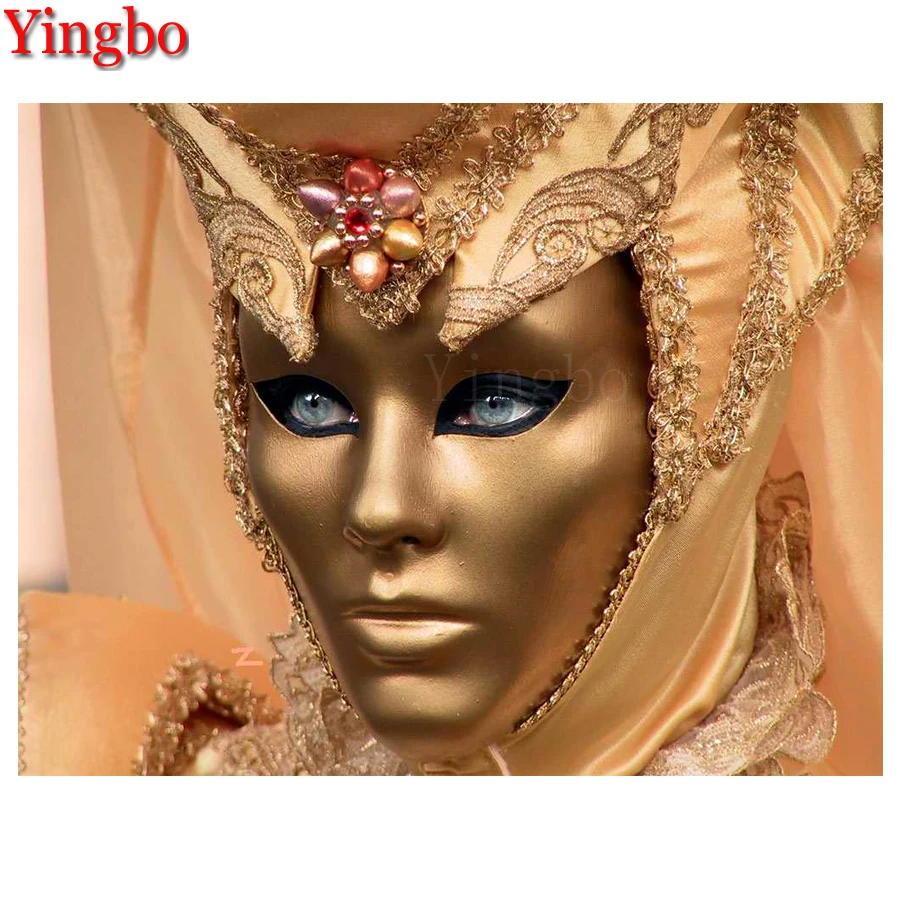 

3D Diamond Embroidery Venetian Mask woman 5D DIY Diamond Painting Full Round Diamond Mosaic needlework Living Room decor