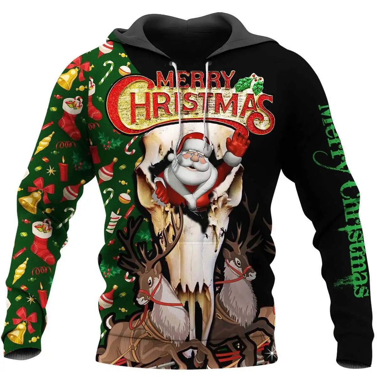 

2021 New Christmas Essential Hoodie Zipper Knit Pattern Men 3D Printing Casual Unisex Sweater Harajuku Pullover Sportswear-26