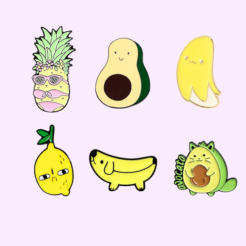 

Cartoon Fruit Brooches for Women Men Yellow Lemon Avocado Banana Enamel Pins Backpacks Lapel Pin Cute Metal Badge Jewelry Gift