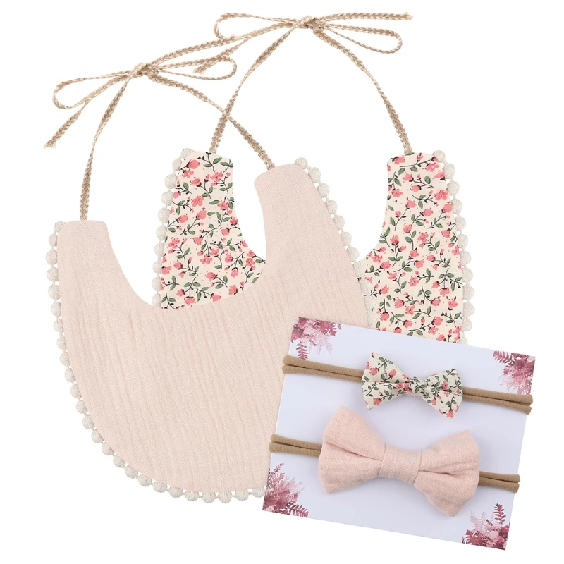 

Супермягкие впитывающие нагрудники для кормления, Слюнявчики для новорожденных с 2 бантиками B03A