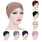 Женская эластичная Шапка-тюрбан, новая модная шапка с перекрестной головкой, бандана для химиотерапии, удобный мусульманский шарф, Повседневная шапка-хиджаб для защиты от солнца