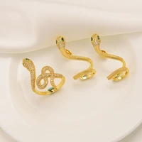 exquisite gold color snake ring earrings trendy zircon jewelry sets temperament adjustable ring jewelry