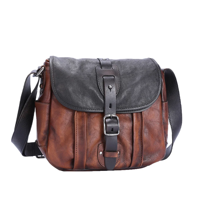 

Fctossr New top layer cowhide shoulder bag soft leather female leather casual backpack retro casual messenger bag men