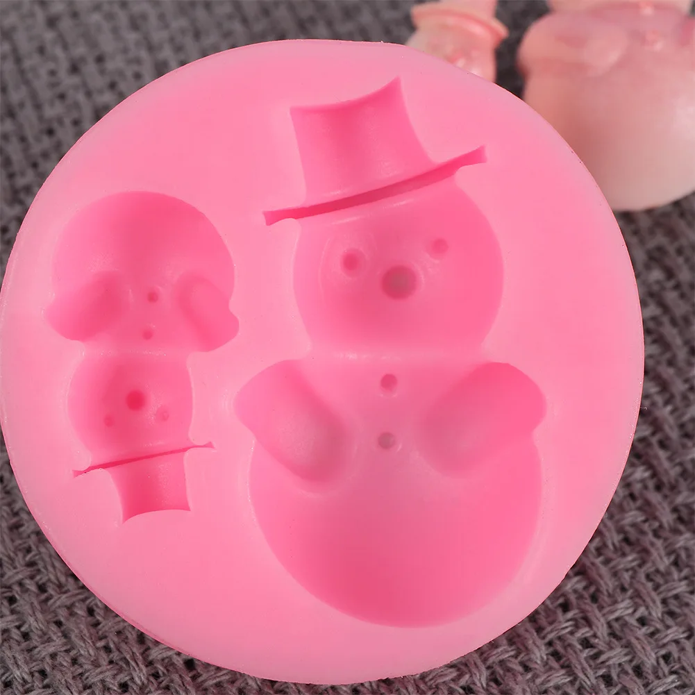 Christmas series two hole snowman chocolate silicone mold DIY fondant cake Kitchenware candy molds | Дом и сад