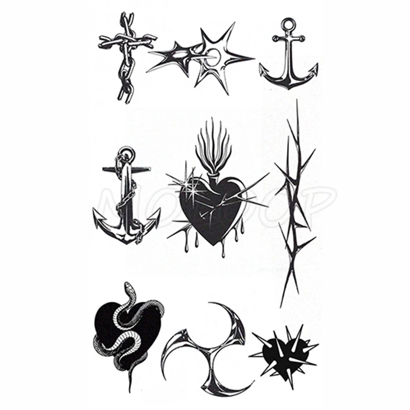 Крест якорь Тотем Змеи элемент временная татуировка стикер поддельные
