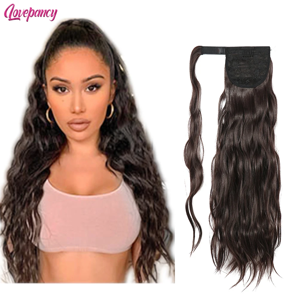 Синтетический 22 дюйма длинный клипса конский хвост наращивание волос