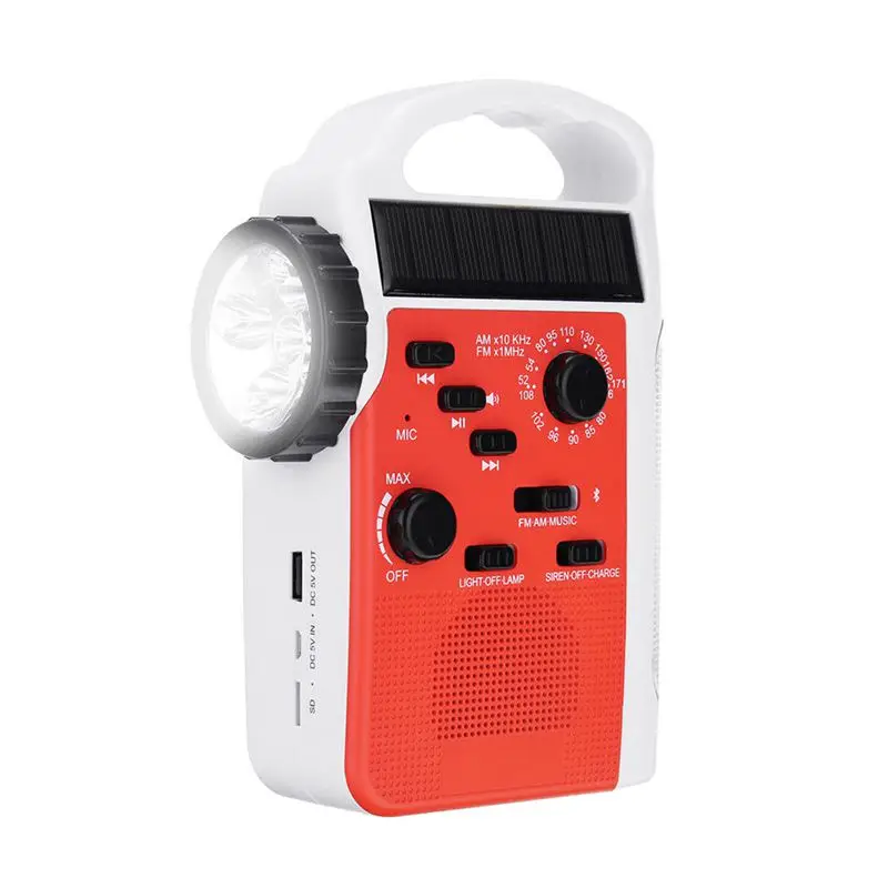 

Новый AM/FM Bluetooth Солнечная рукоятка Динамо наружное радио с динамиком аварийный приемник мобильный источник питания фонарик
