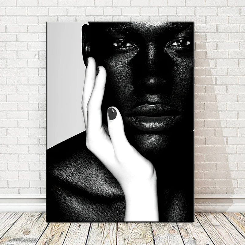 

Black and White Wall Art Nude African Man Oil Painting On Canvas Figure Portrait Posters and Prints Scandinavian Home Decor