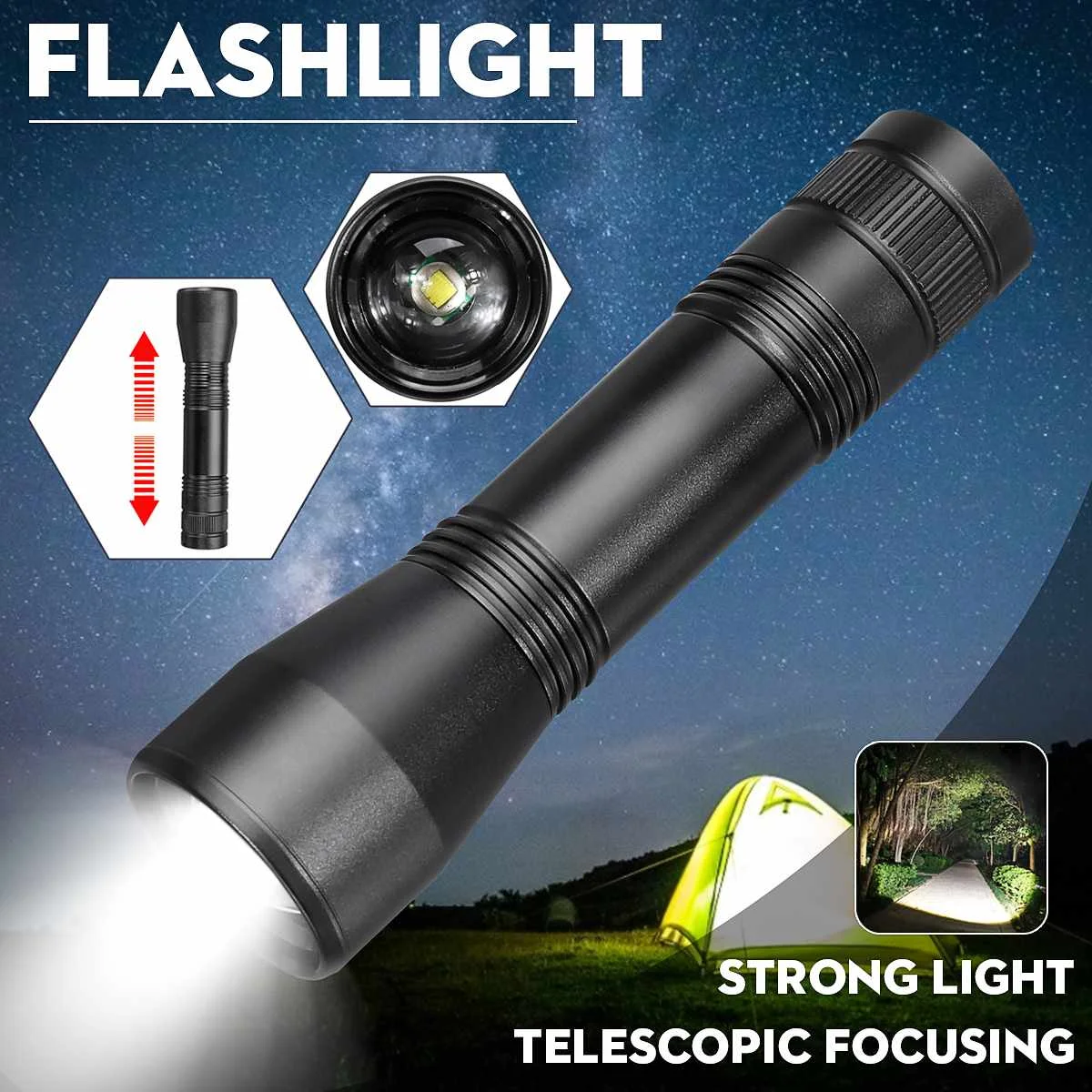 Водонепроницаемый сильный светодиодный фонарик яркие Факелы T6/L2 Zoom-able домашний открытый туристический велосипед свет 18650 заряжаемый ручной фонарь