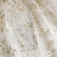 gold thread cherry blossom embroidery lace mesh fabric for clothing skirts handmade diy accessories