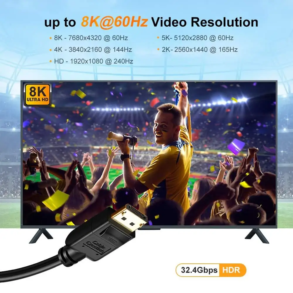 Кабель DisplayPort 8K 1 4 кабель DP/DP позолоченный с разрешением видео при 60 Гц 4K 144 2K 165 и