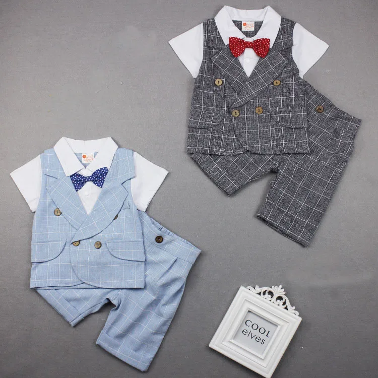 Новый клетчатый костюм для маленьких мальчиков официальная одежда костюмы на