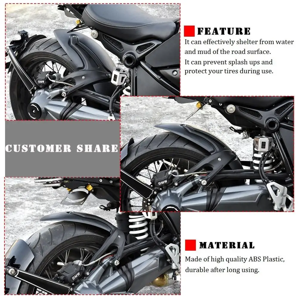 Черное заднее крыло Mudguard Mud Guard Tire Hugger Splash для BMW R NINE T R9T 9 Scrambler Pure/Racer 2014 2015 2016 2017 2018| |