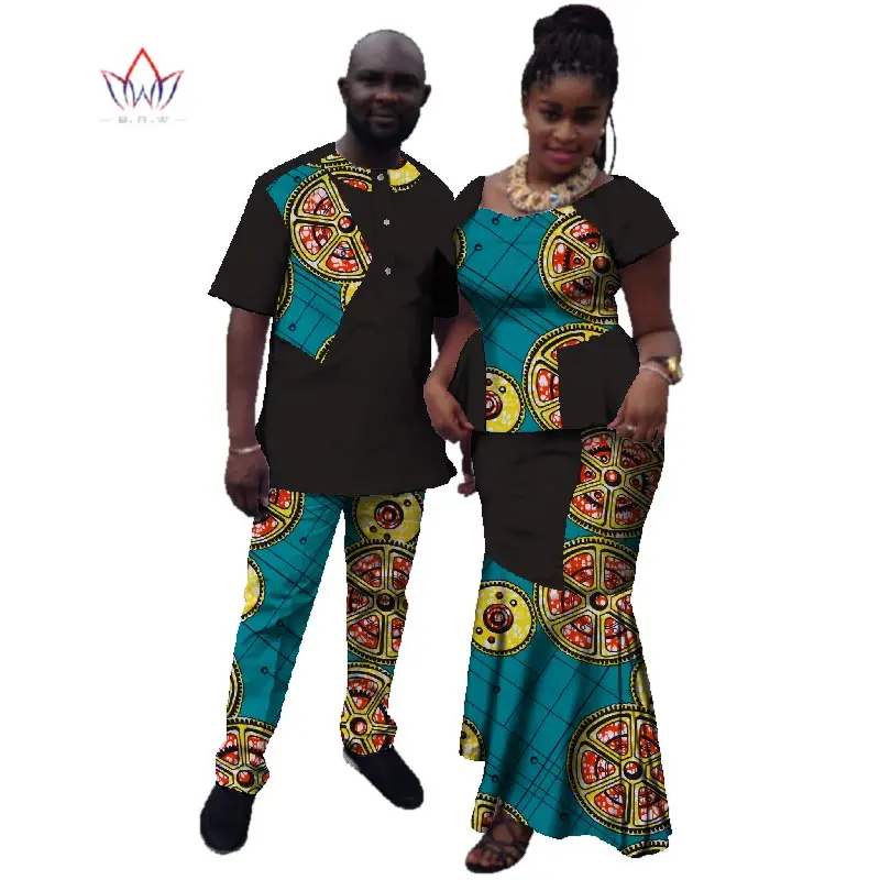 Летняя африканская одежда для пары традиционная женщин и мужчин базин богатый