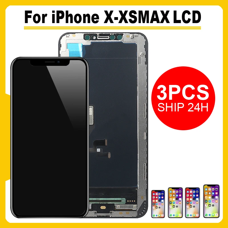 

AAA 3pcs/lot LCD screen for iPhone X XS X XR XS max for TFT OLED screen Digitizer MOUNT with touch screen No dead pixels + tools