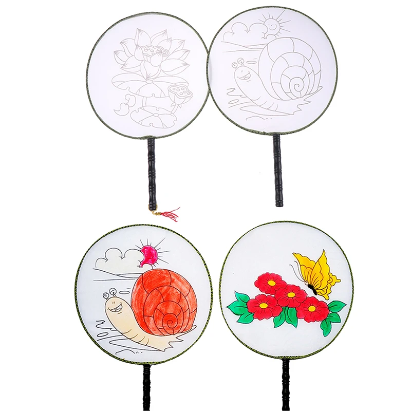 

Diy Drawing Round Fan Crafts Toys For Children Kids Kindergarten Handicraft Material Baby Girl Gift