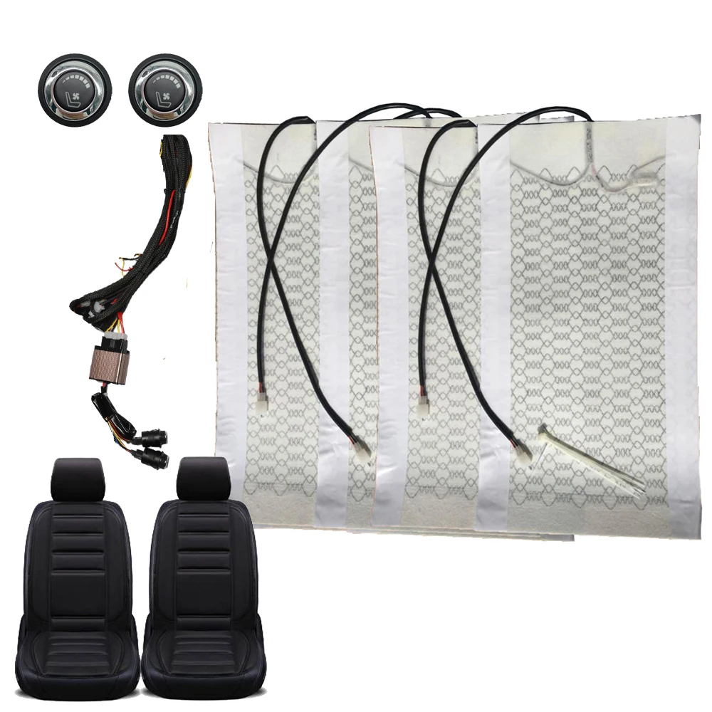 Универсальные автомобильные Чехлы 12 В 2 места 4 накладки углеродное волокно