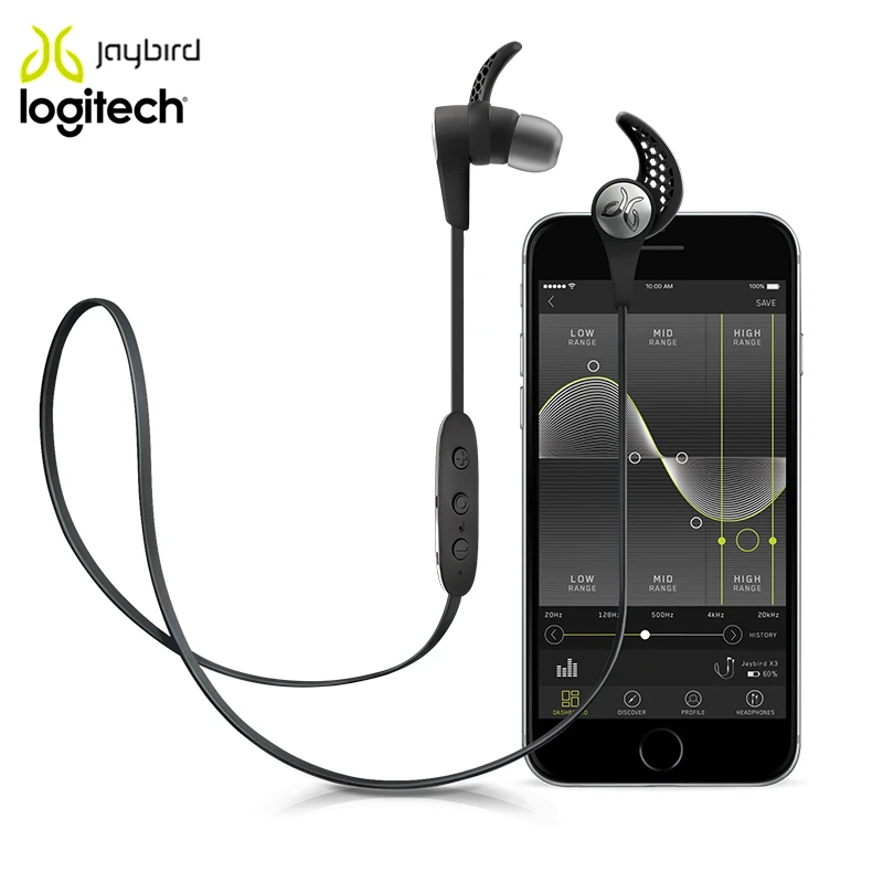 Беспроводные спортивные Bluetooth-наушники Logitech Jaybird X3 время воспроизведения 8 часов