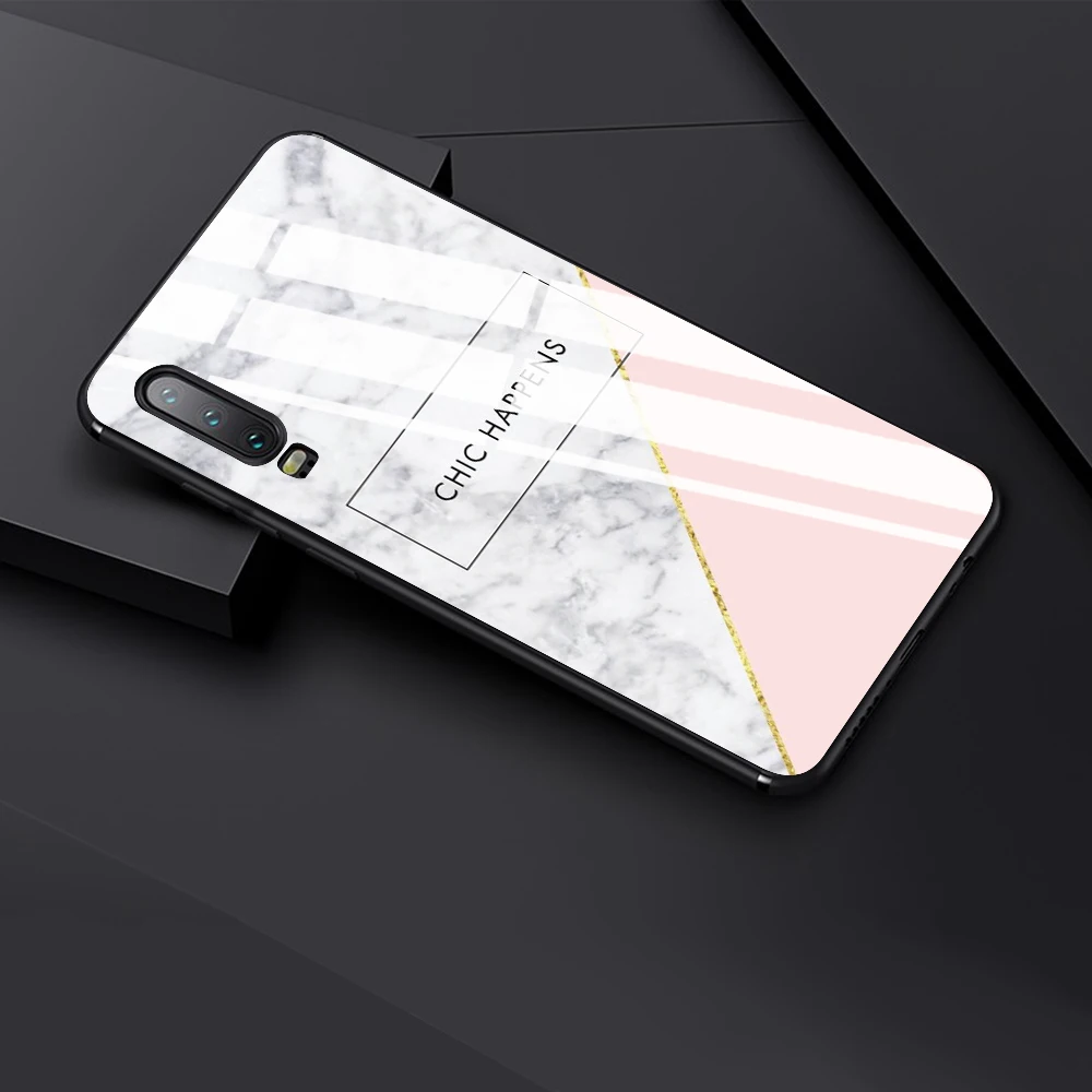 Tempered Glass Case For Huawei 9 10 Lite 8X 8X MAX White Marble Phone Cases For Nova 3 P-smart-Z P30 P20 Lite MATE 20 LITE Funda