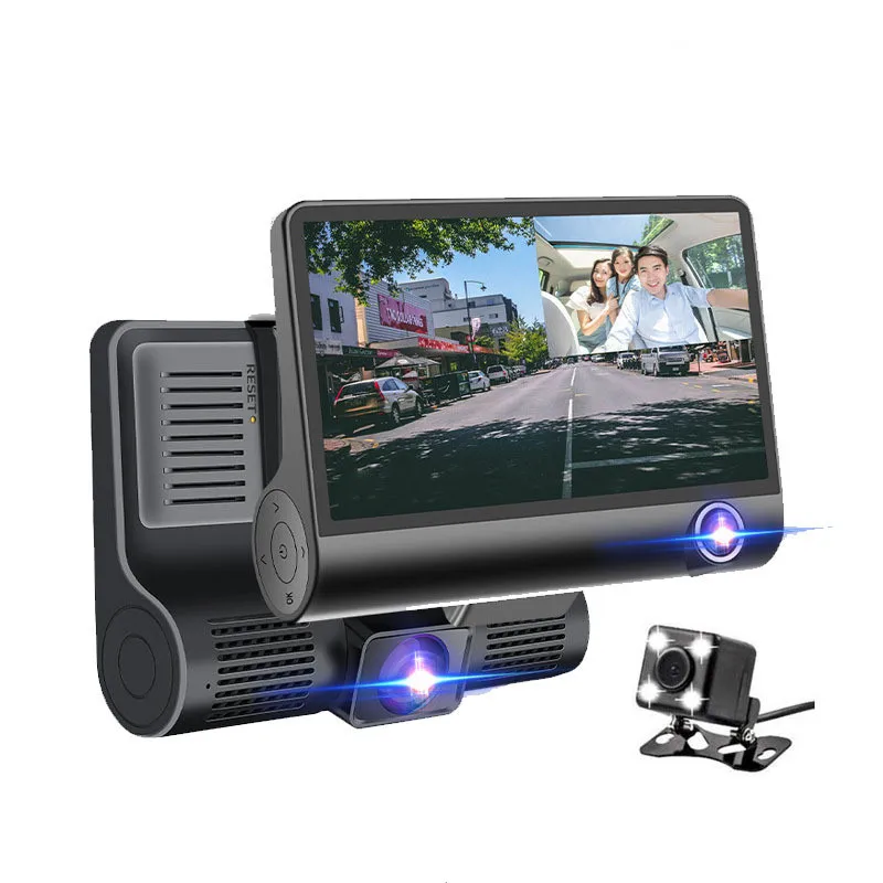 Видеорегистратор автомобильный с тремя объективами 4 дюйма Full HD 1080P | Автомобили и