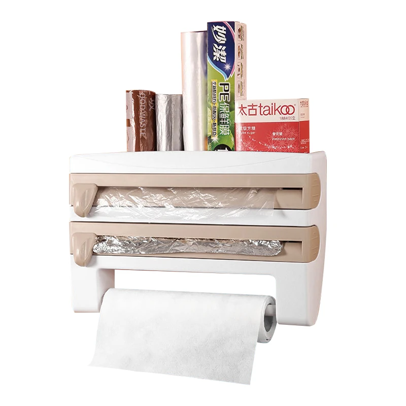 

Refrigerator Hanging Barbecue Cling Film Rack Kitchen Shelf With Cutter Cling Film Storage Rack Wall Hanging Paper Towel Rack