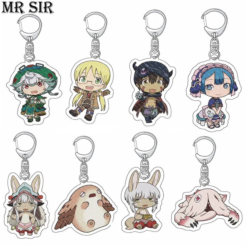 Anime Keychain Made in Abyss Regu Riko Nanachi Cosplay Cartoon Acrylic Key Chain Cute Pendant Keyring Keys Bags Accessories Gift